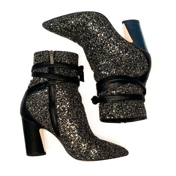 Jimmy Choo Henrietta Silver Glitter Star Leather Trim Ankle Booties EU 36 US 6 - Picture 4 of 10